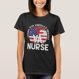 Caring For America's Heroes Patriotic Va Nurse Nur T-Shirt