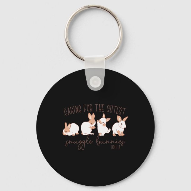 Caring For The Cutest Snuggle Bunnies  Key Ring (Front)