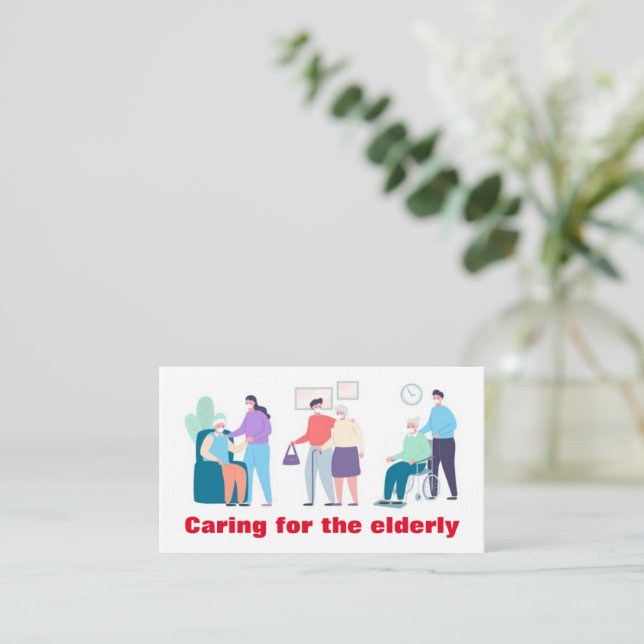 Caring for the elderly business card (Standing Front)