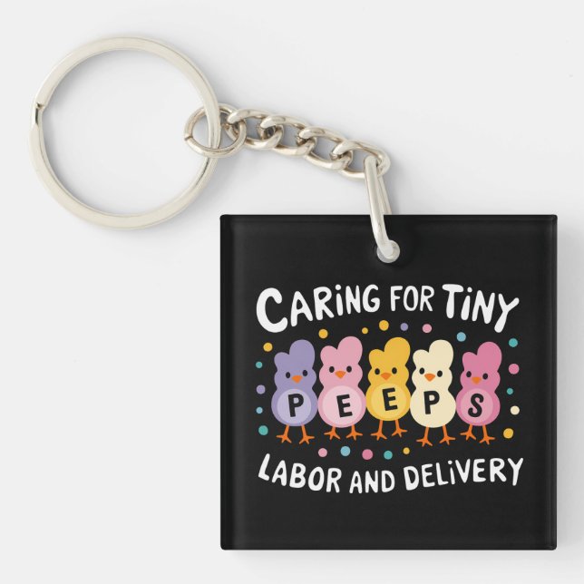 Caring For Tiny Labour And Delivery L&D Nurse Key Ring (Front)