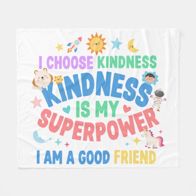 Caring Heart Message for Little Kind Kids Fleece Blanket (Front (Horizontal))