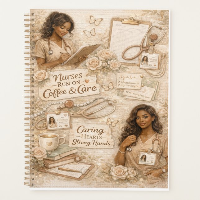 Caring hearts strong hands coffee lover planner (Front)