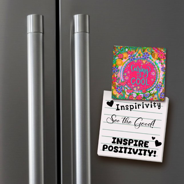 Caring is Cool Pink Floral  Kindness Inspirivity Magnet (Creator Uploaded)