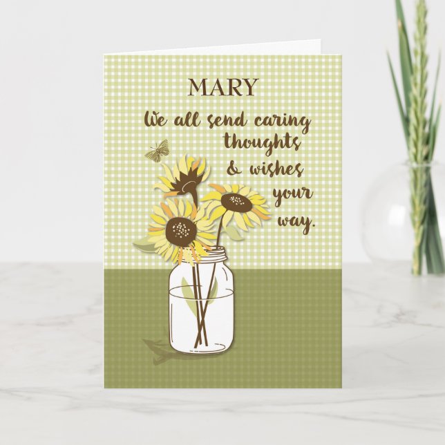 Caring Thoughts From All Of Us with Sunflowers Card (Front)