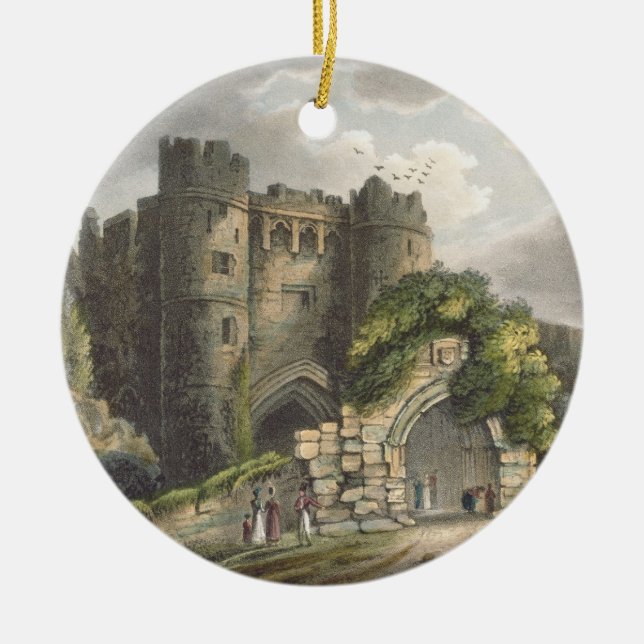 Carisbrook Castle, from 'The Isle of Wight Illustr Ceramic Tree Decoration (Front)