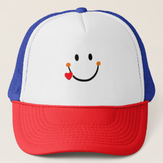 Carita Smiley with Heart Trucker Hat