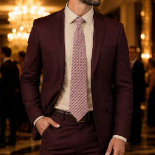 Carl Burgundy & White Geometric Classic Luxury Tie