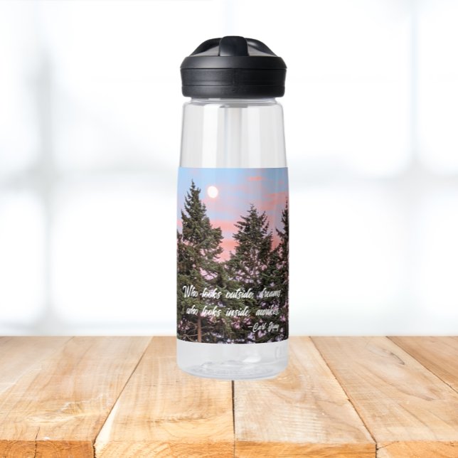 Carl Jung Quote Rising Moon Sunset Water Bottle (In Situ Table)