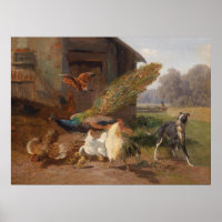 Carl Jutz Vintage The dog in the Poultry Yard