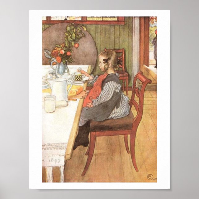 Carl Larsson A Late Riser's Miserable Breakfast Poster (Front)