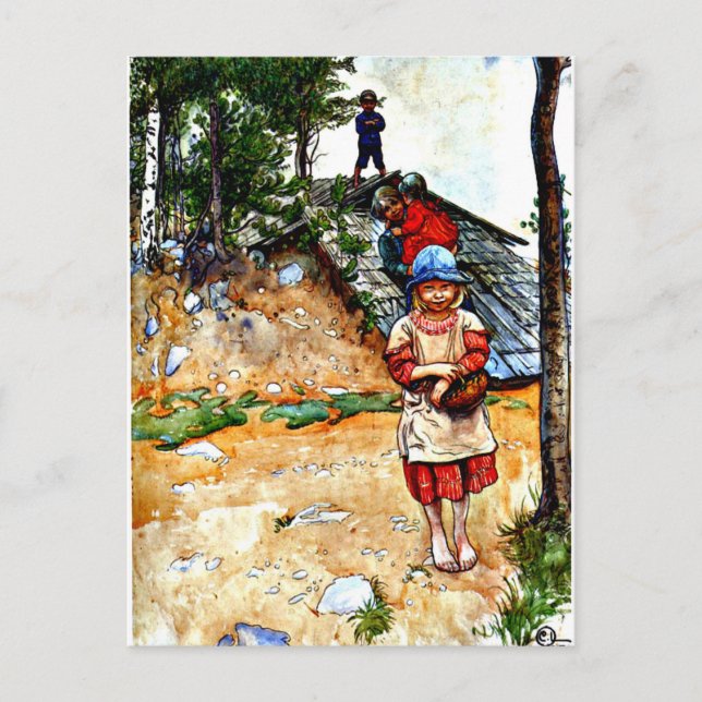 Carl Larsson art: By the Cellar Postcard (Front)