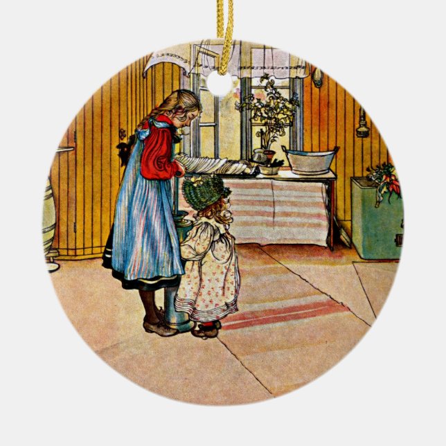 Carl Larsson art: The Kitchen Ceramic Tree Decoration (Front)