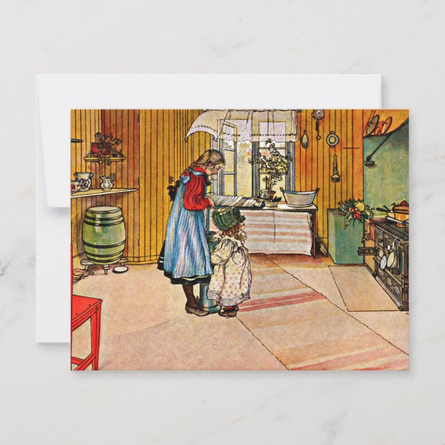 Carl Larsson art: The Kitchen, popular painting Card (Front)