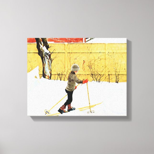 Carl Larsson Boy Skiing at the Falun Home Canvas Print (Front)