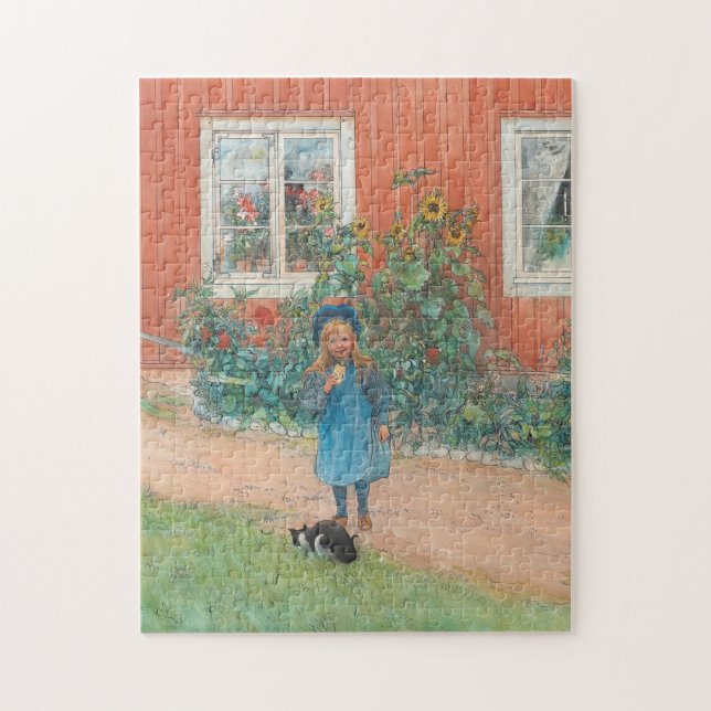 Carl Larsson - Brita With A Cat Jigsaw Puzzle (Vertical)
