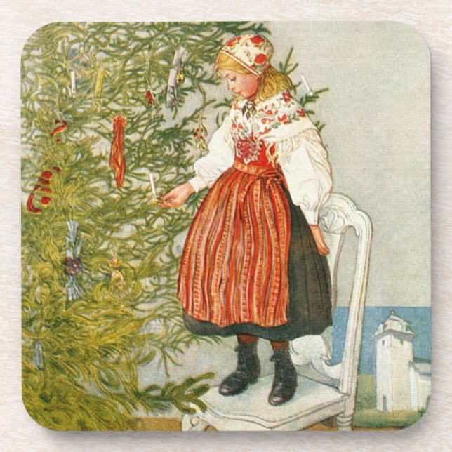 Carl Larsson Christmas Tree Confetti Coaster (Front)