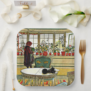 Carl Larsson - Flowers on a Windowsill Paper Plate