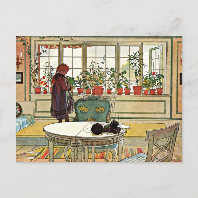Carl Larsson - Flowers on the Windowsill Postcard (Front)