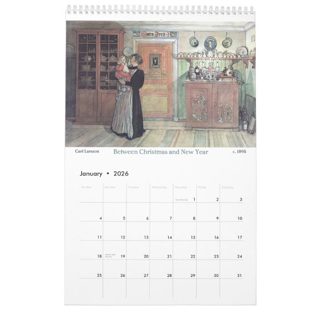 Carl Larsson Food and Family Kitchen Calendar 2015 (Jan 2026)