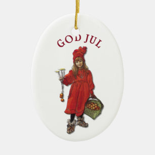 Carl Larsson God Jul with Brita - Merry Christmas Ceramic Tree Decoration
