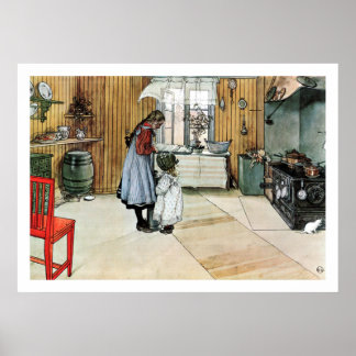 Carl Larsson In the Kitchen Fine Art Print