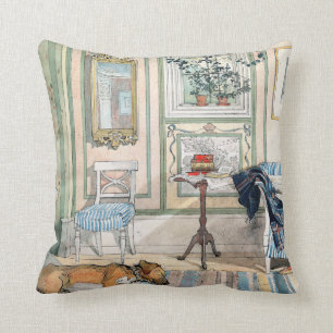 Carl Larsson  Living Room Dog Home Throw Pillow