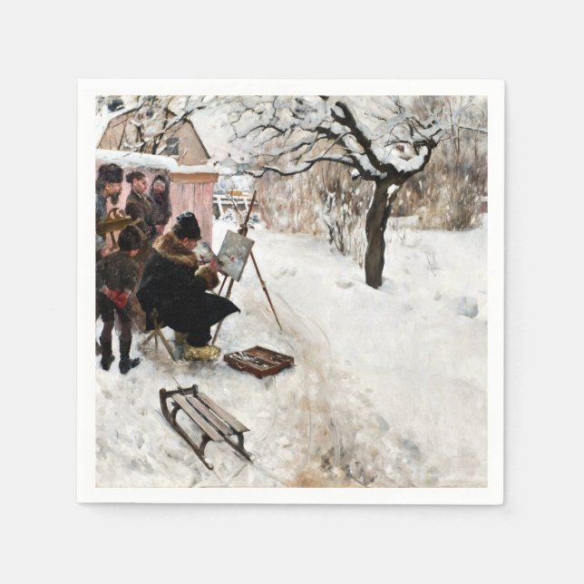 Carl Larsson Open-Air Painter. Winter-Motif Napkin (Front)