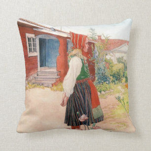 Carl Larsson Outside the Falun Home Swedish Cushion