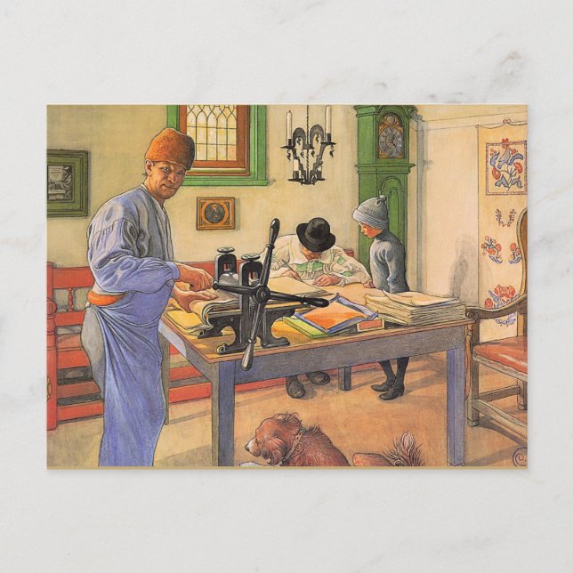Carl Larsson painting, My Acid Workshop, Postcard (Front)
