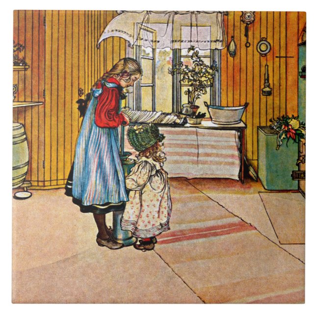 Carl Larsson painting, The Kitchen,  Tile (Front)
