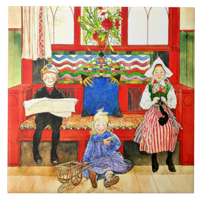 Carl Larsson - Papa, Mama, Child, fine art Tile (Front)
