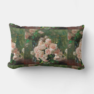 Carl Moll Vintage White Roses Lumbar Cushion