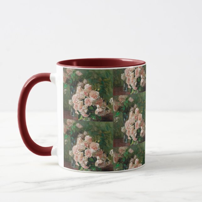 Carl Moll Vintage White Roses Mug (Left)