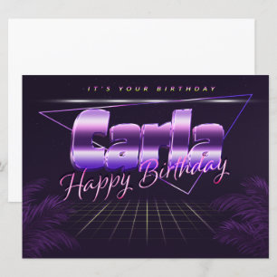 Carla Name Vorname lila retro Karte Geburtstag Card