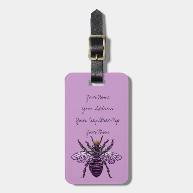 Carleigh's Queen Bee Luggage Tag (Front Vertical)