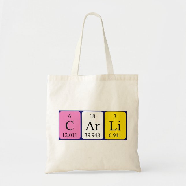 Carli periodic table name tote bag (Front)