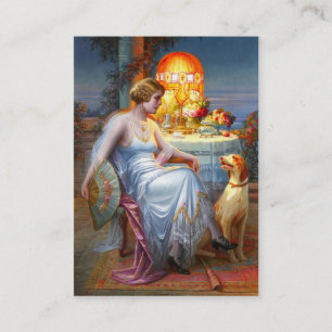 Carlier: Elegant Lady and her Dog Business Card