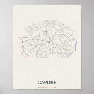 Carlisle Massachusetts Street Map Poster