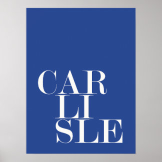 Carlisle UK (Blue) Typography Minimalist Modern Poster