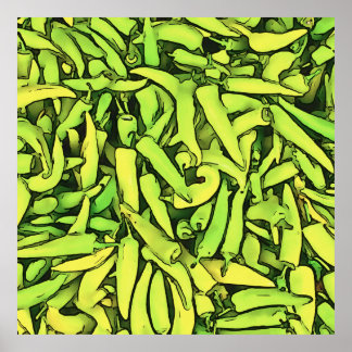 Carliston Banana Peppers Black Outline Art Poster