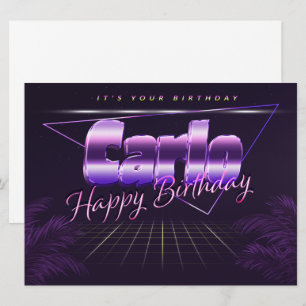 Carlo Name Vorname lila retro Karte Geburtstag Card