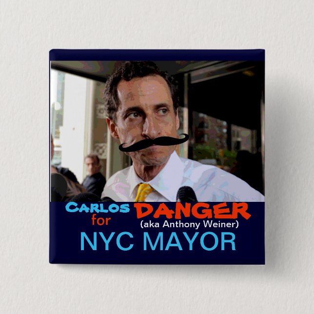 Carlos (aka Anthony Weiner) Danger 15 Cm Square Badge (Front)