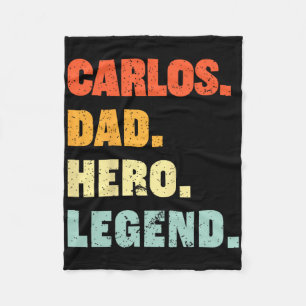 Carlos Dad Hero Legend Personalised Custom Name Fa Fleece Blanket