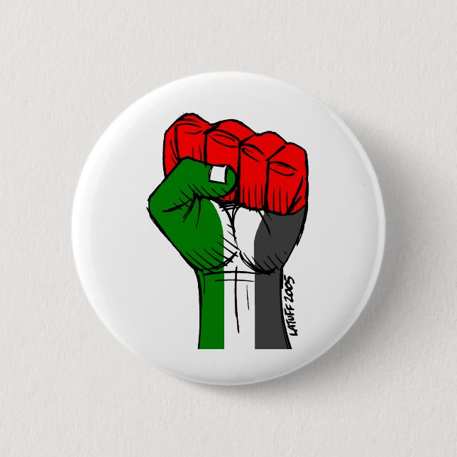 Carlos Latuff's Palestinian Fist Button (Front)