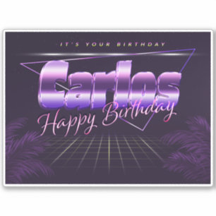 Carlos Name Vorname lila retro Sticker Geburtstag
