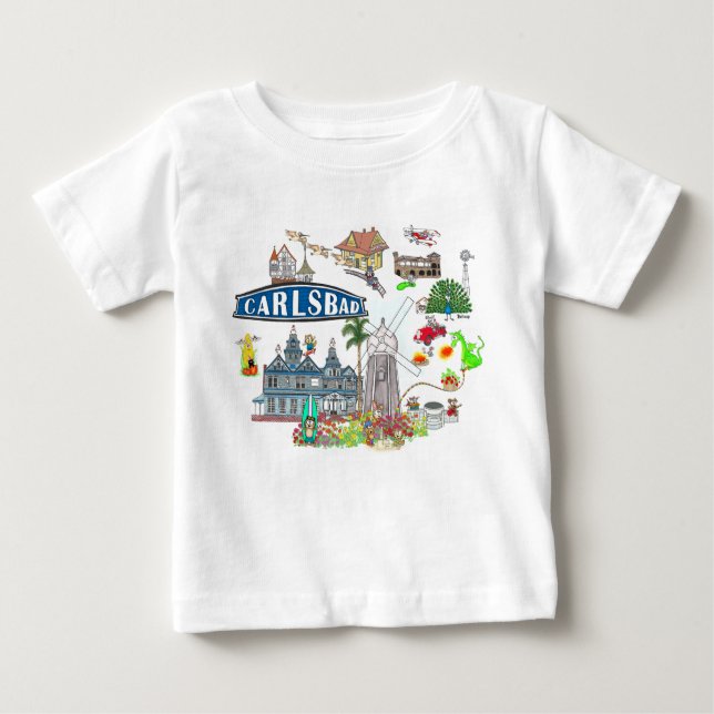 Carlsbad Beach City Fun Baby T-Shirt (Front)
