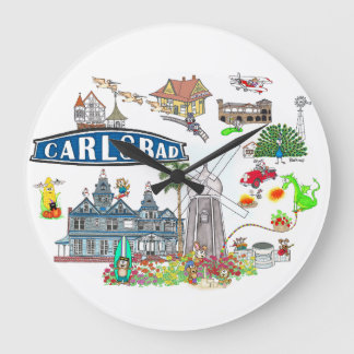 Carlsbad Beach City Fun Large Clock
