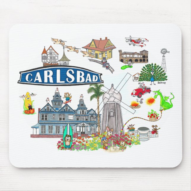 Carlsbad Beach City Fun Mouse Pad (Front)