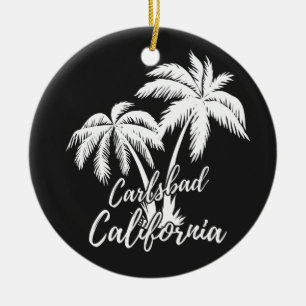 Carlsbad California Beach Palm Trees Ceramic Tree Decoration