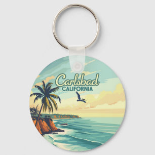 Carlsbad California San Diego Beach Vintage Key Ring